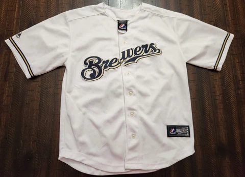 Majestic Milwaukee Brewers Prince Fielder Jersey Youth Medium White Cover