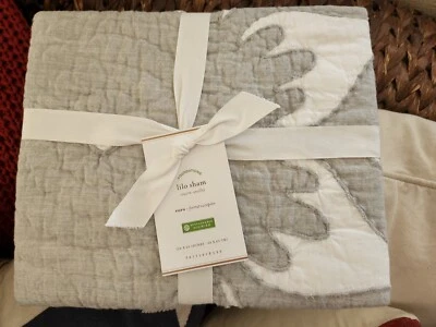 NUEVO Pottery Barn Lilo Patchwork Stitch EURO farsa gris hawaiano tropical floral Foto 1 de 4