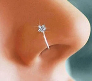 2pcs Sterling Silver Nose Ring 8mm - 20g Solid 925 Sterling Silver Nose Hoop - Picture 1 of 26