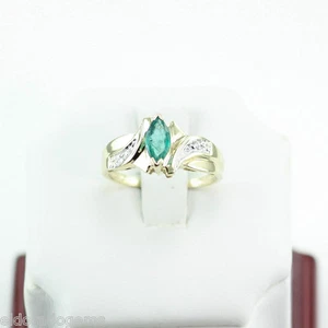 LADYâS 0.40 CT. EMERALD & 0.02 CT. DIAMOND COCKTAIL RING 14K YELLOW GOLD US5.5 - Picture 1 of 8