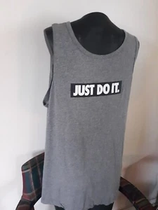 THE NIKE TEE Gray Sleeveless 100% Cotton T-Shirt w/Classic "Just Do It" Logo L - Picture 1 of 6