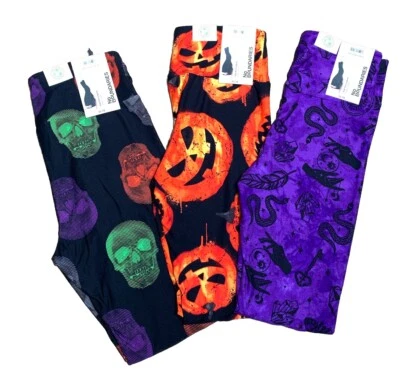 万圣节紧身裤头骨南瓜塔罗牌脚踝青少年无边界 XS/S/M 全新 — 第 1/4 张图片