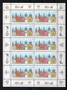 Bund 1910 postfrisch KB mit Plattenfehler 1910 I Zehnerbogen BRD 10 er Bogen  - Picture 1 of 3