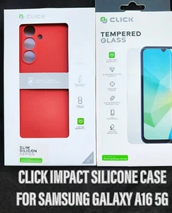 TEMPERED GLASS FOR SAMSUNG A16 5G PLUS 1 RED Silicone Soft Case FREE SHIPPING - Picture 1 of 7