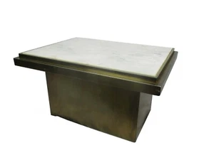 Belgo Chrome Coffee table 70s Art Design Brushed Metal Marble top Extremely Rare - Picture 1 of 8