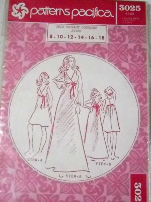 Long and Short Dress Size 8-18 Patterns Pacifica 3025 Sewing Pattern - Image 1 of 2