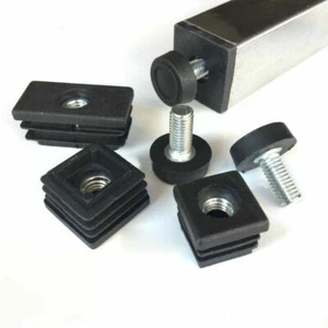 Dia 20mm M8x18mm Adjustable Feet & Threaded Tube Insert Sets For Square Tubes - Picture 1 of 5