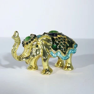 GOLD, ENAMELLED AND JEWELLED ELEPHANT TRINKET BOX - Picture 1 of 7