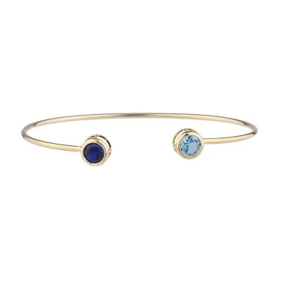 Brazalete Brazalete Bisel Redondo Oro 14Kt Zafiro Azul y Topacio Azul Foto 1 de 4