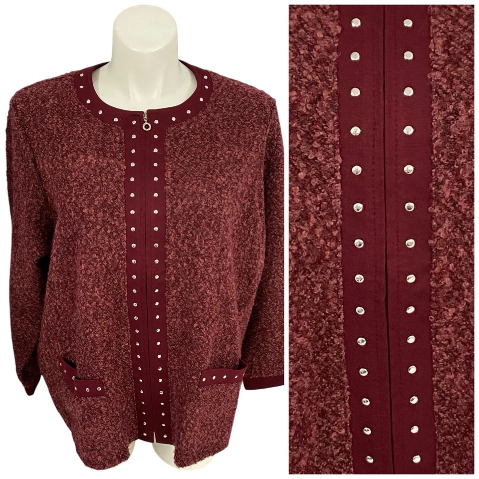 Blazer женщин 2 x красный молнии куртка букл красный работы офиса повседневный - Изображение 1 из 4