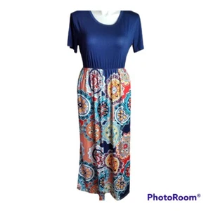 New CLASSIC FASHION Floral Printed Short Sleeve Maxi Dress with Pockets Size 2XL - Picture 1 of 9