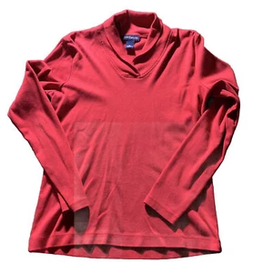 Camicia Ann Taylor donna MED rossa scollo a V girocollo basic leggera strato preppy - Foto 1 di 9
