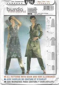 A123 BURDA 8336: TOP,PATS & SKIRT SIZE 8-20 SEWING PATTERN - Picture 1 of 2