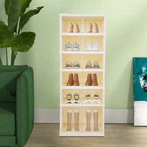 6 Niveles-12 Pares Caja de Zapatos Plegable Zapatero Organizador de Almacenamiento de Zapatos con Puertas - Imagen 1 de 18