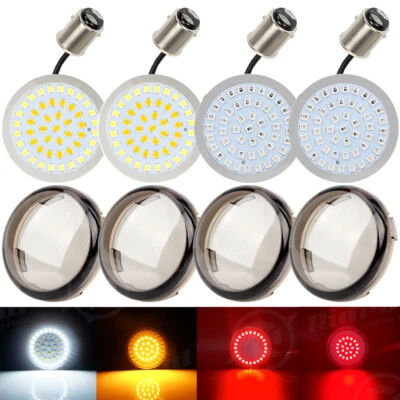 Motorcycle 1157 Front Rear LED Bullet Turn Signal Light Smoke Lens for Harley - Image 1 of 4