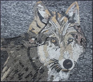Mosaic Wolf Wall Tiles Wildlife Marble ART - Picture 1 of 1