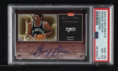 2005-06 Fleer Greats of the Game Auto George Gervin #GG-GG PSA 8 Auto HOF - Image 1 of 2