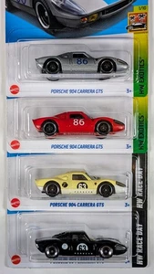 Hot Wheels / Porsche 904 Carrera GTS / Set of 4 / Silver Red Yellow Black - Picture 1 of 3