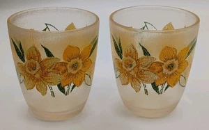 Vintage H.J.Stotter Inc.N.Y. USA Ice Texture Unbreakable Daffodil Print Tumbler Set - Bild 1 von 18
