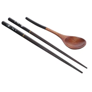 Set cucchiaio legno bacchette da viaggio set posate cucina utensili pranzo giapponesi - Foto 1 di 12