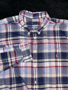 Polo Ralph Lauren Plaid Button Down Flesh Pony LS Shirt Classic Fit 4XB Mens 502 - Picture 1 of 8