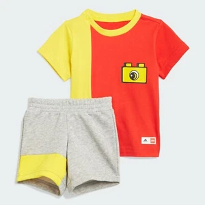 Infant adidas Lego T-Shirt & Short Set Brick Logo Red/Yellow/Grey GN6700 £34.99