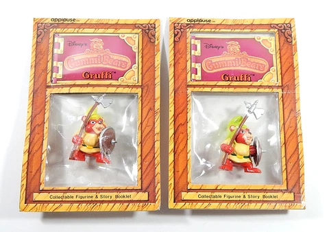 Lot of (2) 1985 Applause Disney Gummi Bears Gruffi Figurine & Story Book Sealed Cover