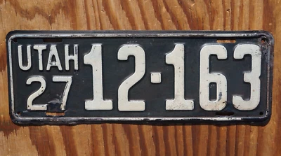 Placa de matrícula UTAH 1927 # 12-163 pintura original Foto 1 de 3