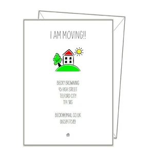 NEW HOME PERSONALISED CARDS, changing address, moving, pk 10 & envs GREEN sa01 - Picture 1 of 7
