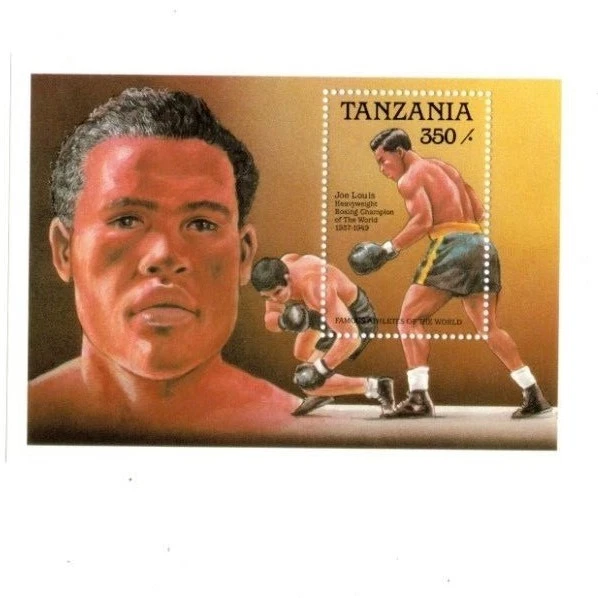 Tanzânia 1988 - Joe Louis Boxing Champion - Folha de selo lembrança Scott #496 MNH - Imagem 1 de 1