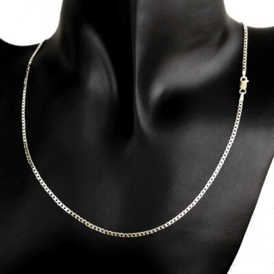 Cadena italiana oro blanco 9ct bordillo corte diamante 2mm 46cm 18". 3 gramos. Sólido. Foto 1 de 3