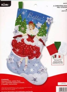NUEVO KIT DE MEDIAS FIELTRO PATÍN NAVIDAD BUCILLA A 18 PULGADAS - Imagen 1 de 2