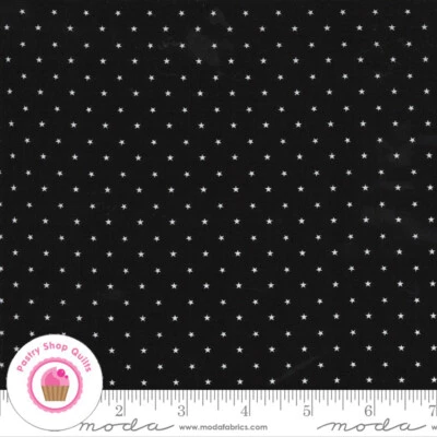 Moda MIDNIGHT MAGIC TWINKLE 24106 20 Black White Stars A ROSENTHAL Quilt Fabric - Image 1 of 4
