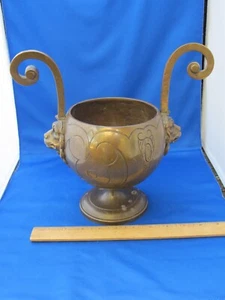 Feiner antiker GUSS BRONZE CACHEPOT / PFLANZER-Löwenmaske Griffe-NR - Bild 1 von 9