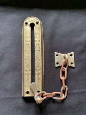 One Reclaimed Antique Brass Victorian Door Bolt & Chain Lock Latch (BTS254)