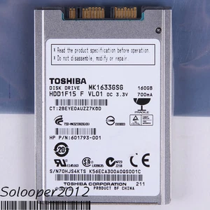 Free ship TOSHIBA 160 GB HDD 1.8" 16 MB 5400 RPM MK1633GSG micro-SATA Hard Disk - Bild 1 von 1