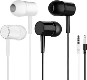2 Packs round Hole Wired Earbuds W/ Mic, 3.5Mm Jack, In-Ear Headphones for Andro - Picture 1 of 12