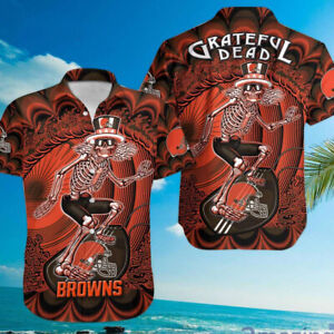 Cleveland Browns Hawaiian Shirt Skeleton Surfing Tropical Aloha Shirt Summer