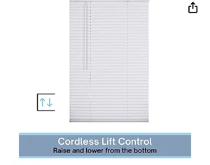 LOTUS & WINDOWARE Cordless 1" Vinyl Mini Blind 18" Wide x 60" Long, White - Picture 1 of 3