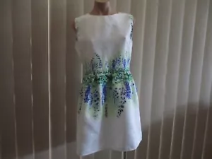CRFS DRESS XL WISTERIA SLEEVELESS EMBOSSED FLORAL WAISTED MUTICOLOURED ZIP - Picture 1 of 9