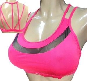 Victorias Secret VSX Lightly Lined Strappy Sheer Mesh Inserts Sports Bra New  - Picture 1 of 3