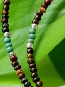 Czech turquoise Glass Beaded Adjustable Super  Dainty Boho Minimal Single Strand - Picture 1 of 5