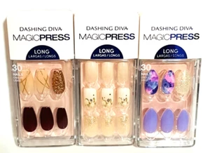 Nuevo Adashing Diva Manicura Uñas Brillo Púrpura 3 Juegos Sin Pegamento Magic Press On - Imagen 1 de 1