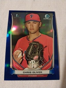 2014 CHRIS OLIVER BOWMAN CHROME BLUE REFRACTOR ROOKIE CARD RC /399 PHILLIES