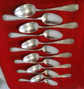 LOT 12 CUILLERES A SOUPE 21 cm METAL ARGENTE poinçons 84g ARTS DE LA TABLE - Picture 1 of 9