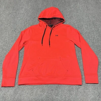 Under Armour Women's Hoodie Size Large Neon Pink Semi Fitted Drawstring Pocket - Image 1 of 4