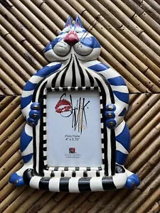 Vintage 2004 Character Collectibles Blue Cat Picture Frame Holds 4x5.75” Photos - Picture 1 of 7