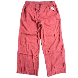 Old Navy Wide Leg Red Lounge Beach Summer Boho Linen Blend Pants Womens Large - Picture 1 of 6