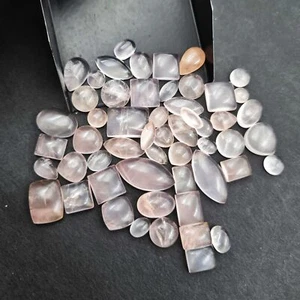 Natural Rose Quartz Mix shape Cabochon Loose Gemstone Lot 36 Pcs 7-13 MM 100 CT - Picture 1 of 3