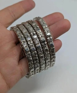 Handmade 925 sterling silver X 5 bracelets Asian style - unmarked TESTED - Picture 1 of 12